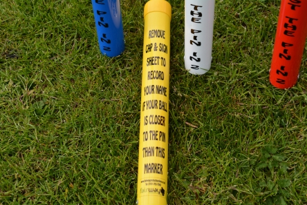 nearest the pin in 2 marker tubes