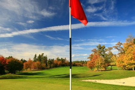 tournament flag stick on golf course